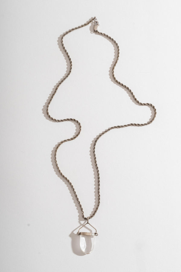 Sterling Quartz Pendant on Rope Chain