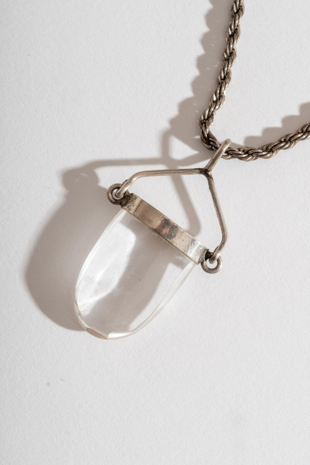 Sterling Quartz Pendant on Rope Chain