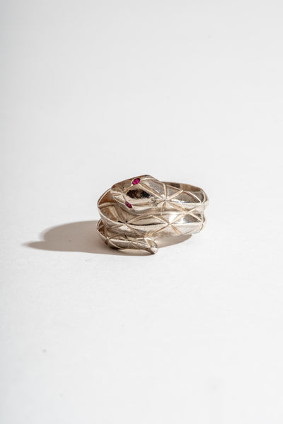 Sterling Snake Ring with Glass Eyes