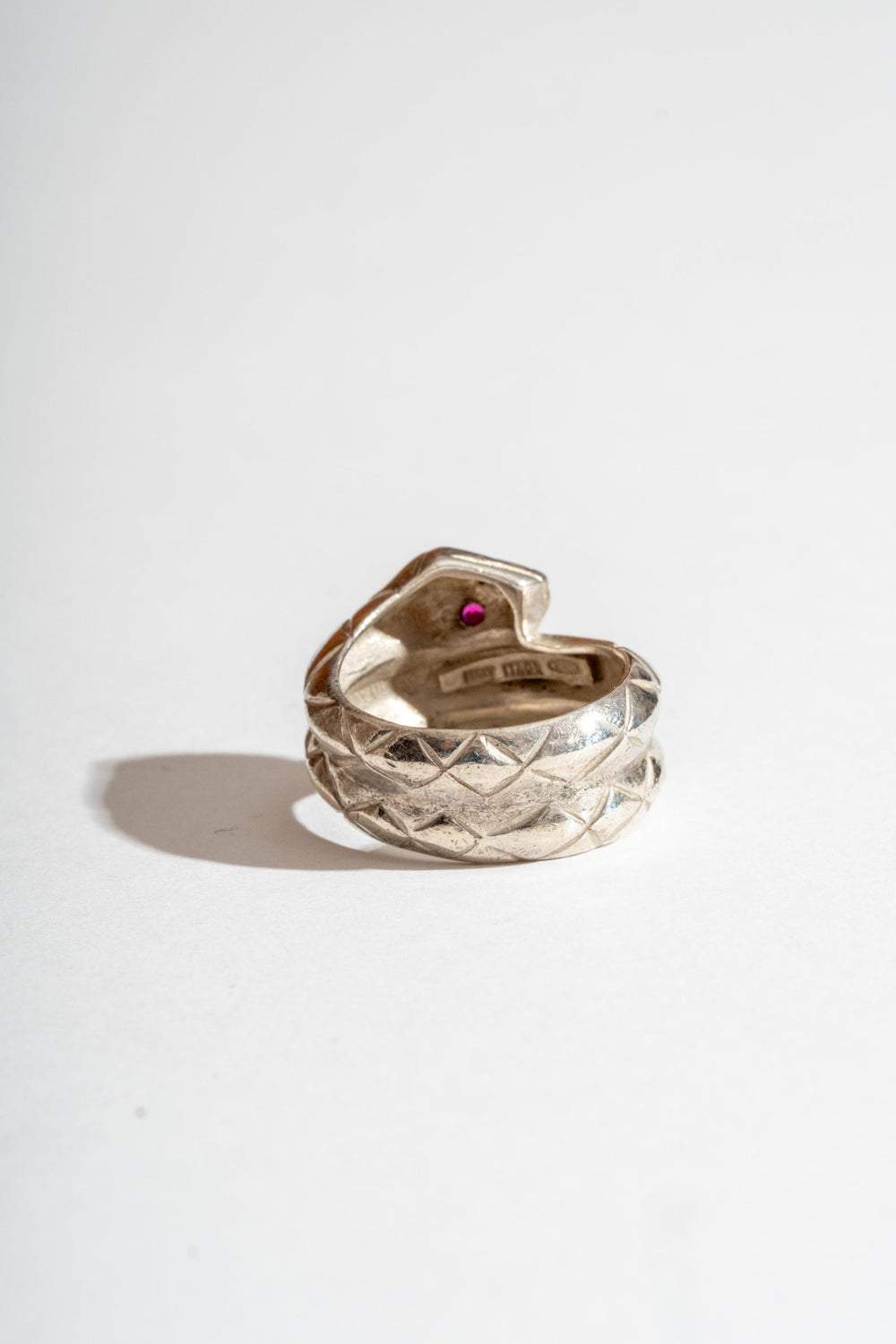 Sterling Snake Ring with Glass Eyes