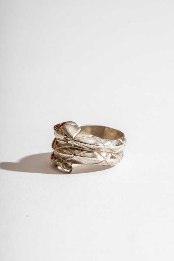 Sterling Snake Ring with Glass Eyes