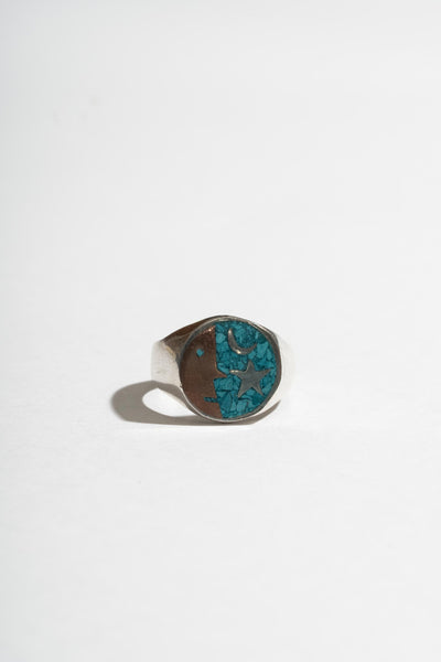 Sterling Turquoise Inlay Face Ring