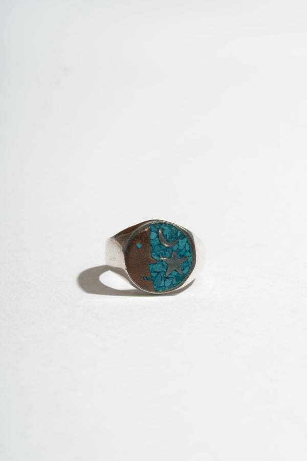 Sterling Turquoise Inlay Face Ring