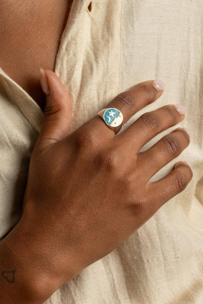 Sterling Turquoise Inlay Face Ring
