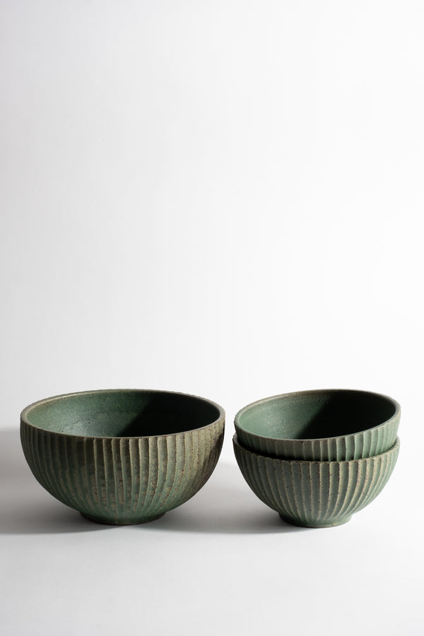 Green Fluted Bowl