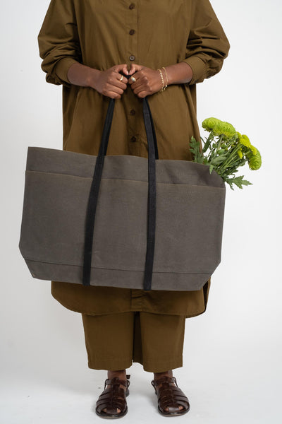 Amiacalva Light Ounce Canvas Tote in Black + Khaki