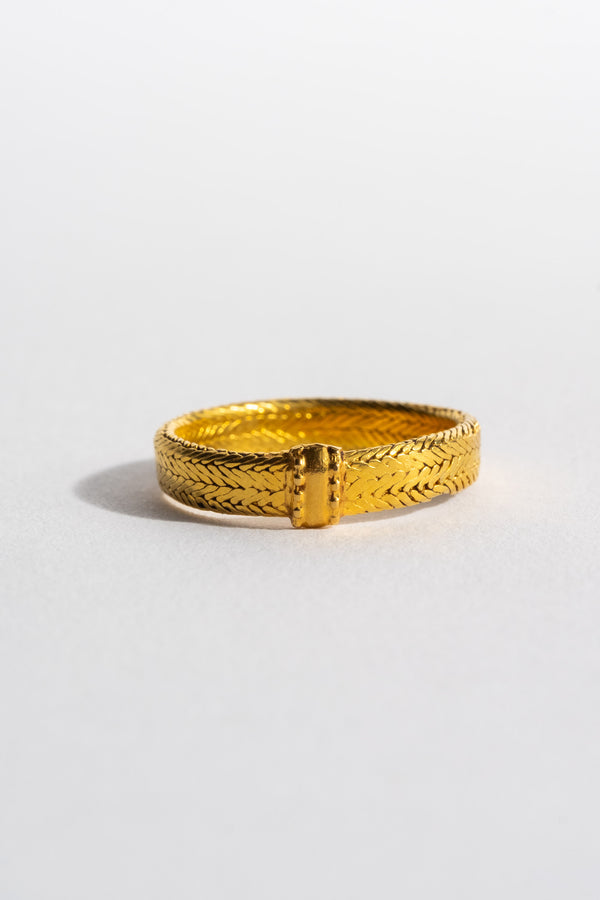 22K Yellow Gold Indian Flat Woven Ring