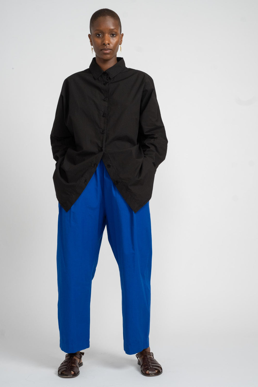 Reliquary The Elastic Pant in Yves Klein Blue on Model Front