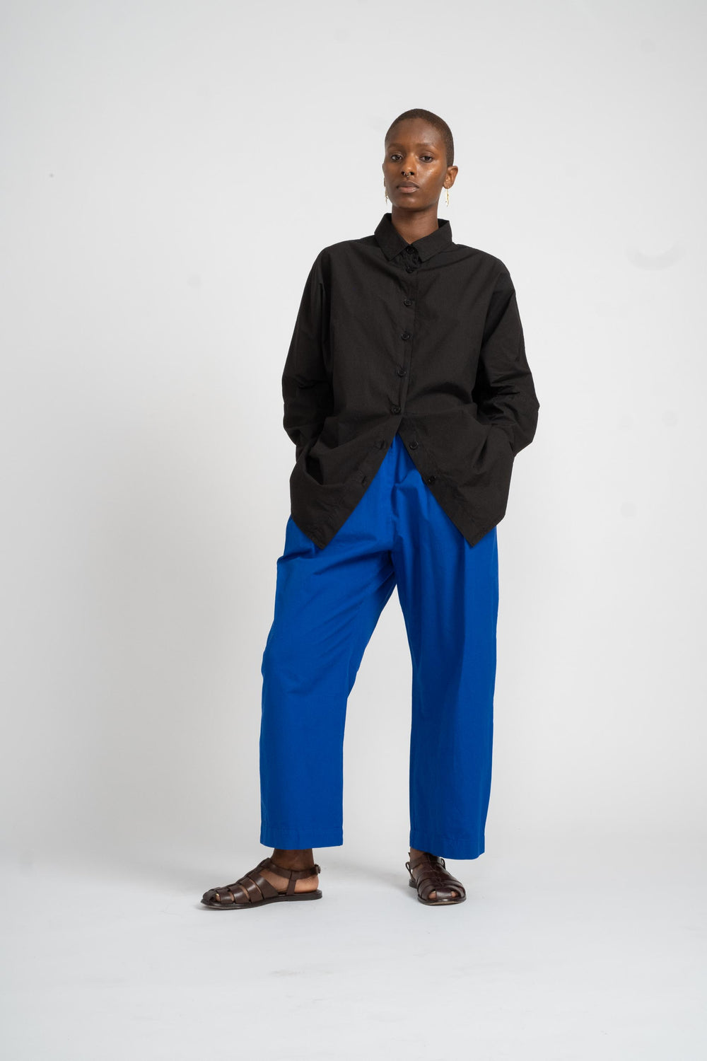 Reliquary The Elastic Pant in Yves Klein Blue on Model Front