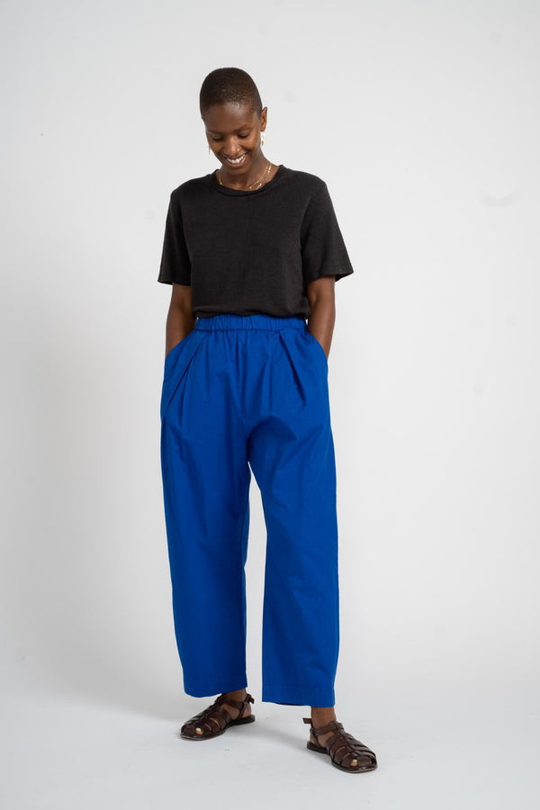 Reliquary The Elastic Pant in Yves Klein Blue on Model Front