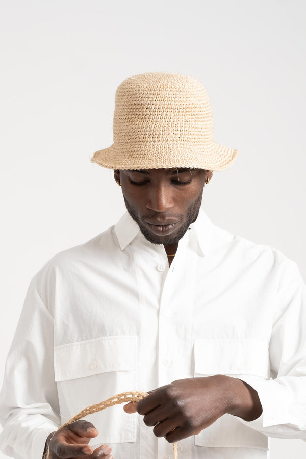 Crocheted Bucket Hat in Natural