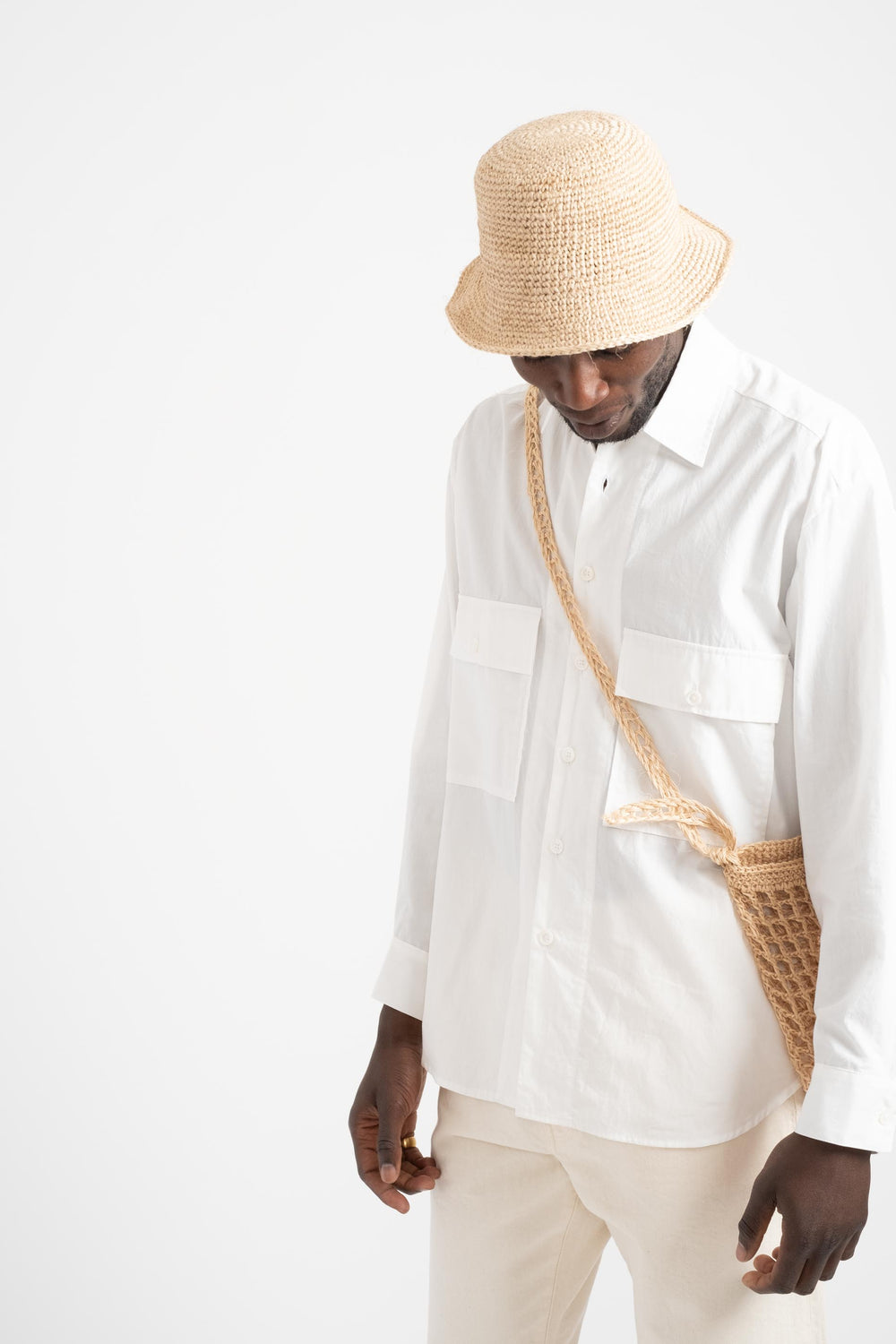 Crocheted Bucket Hat in Natural