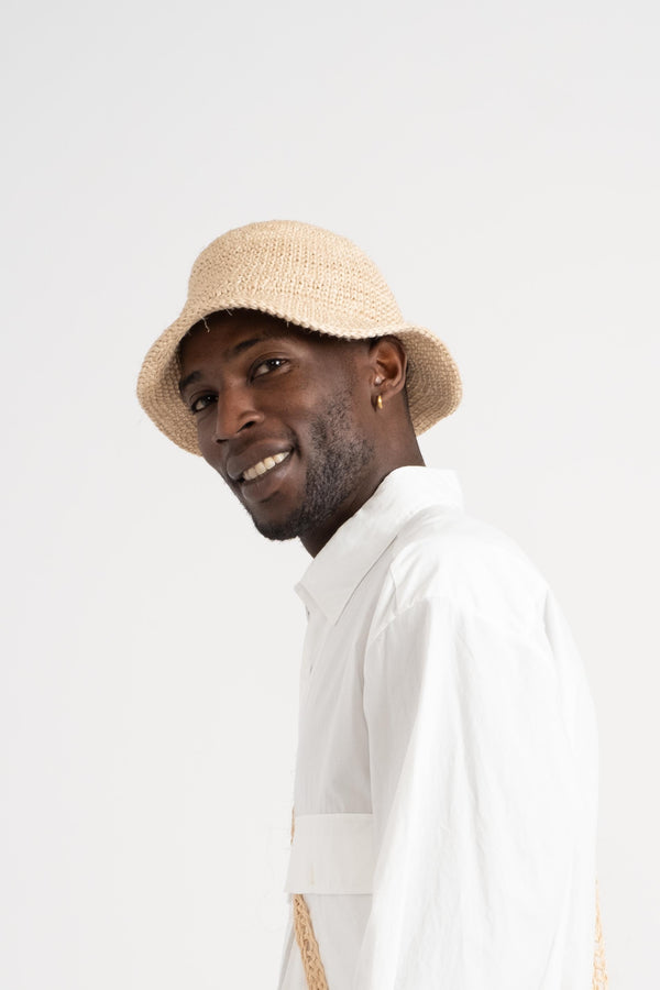 Crocheted Bucket Hat in Natural