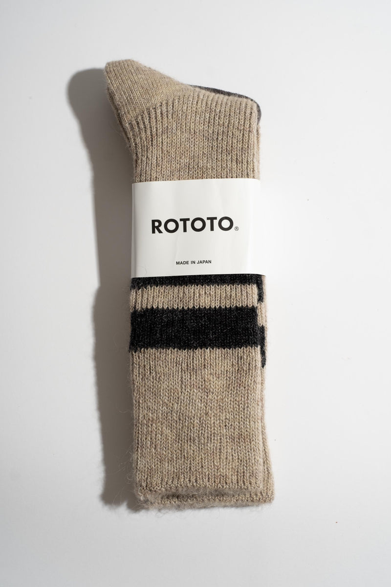 BRUSHED MOHAIR CREW SOCK IN RAW BEIGE
