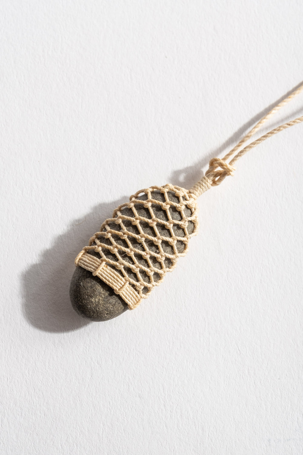 Stone + Linen Pendant No. 12