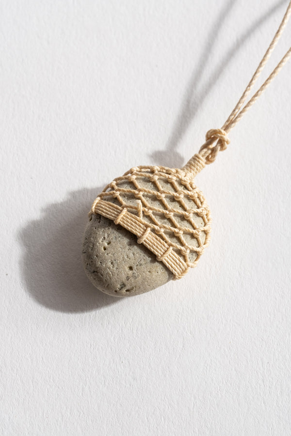 Stone + Linen Pendant No. 8