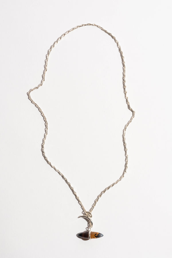 Sterling + Agate Large Stone Toggle Necklace