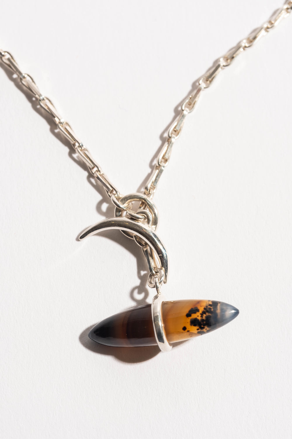 Sterling + Agate Large Stone Toggle Necklace
