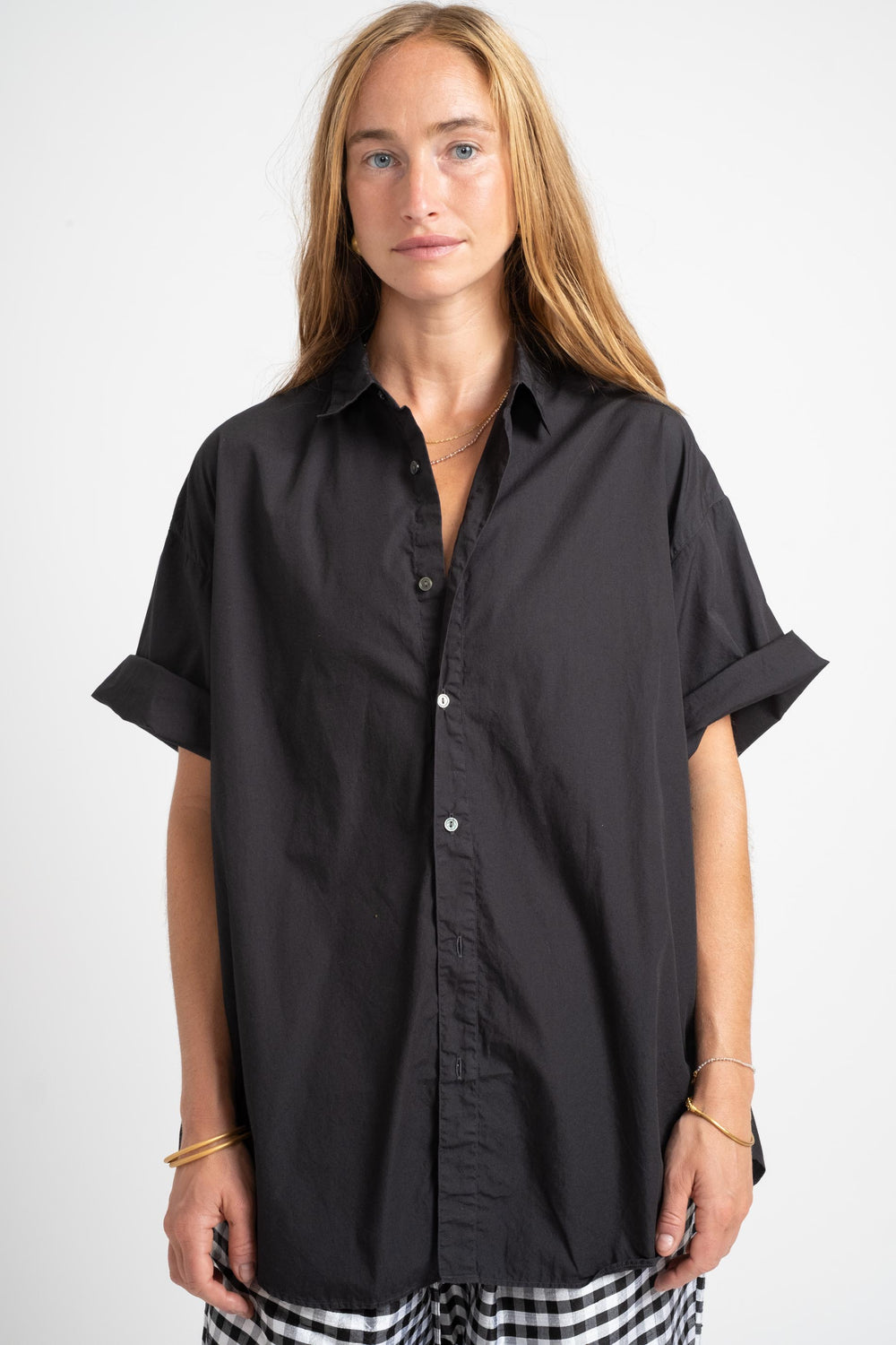 Half Sleeve Big Shirt In Charcoal