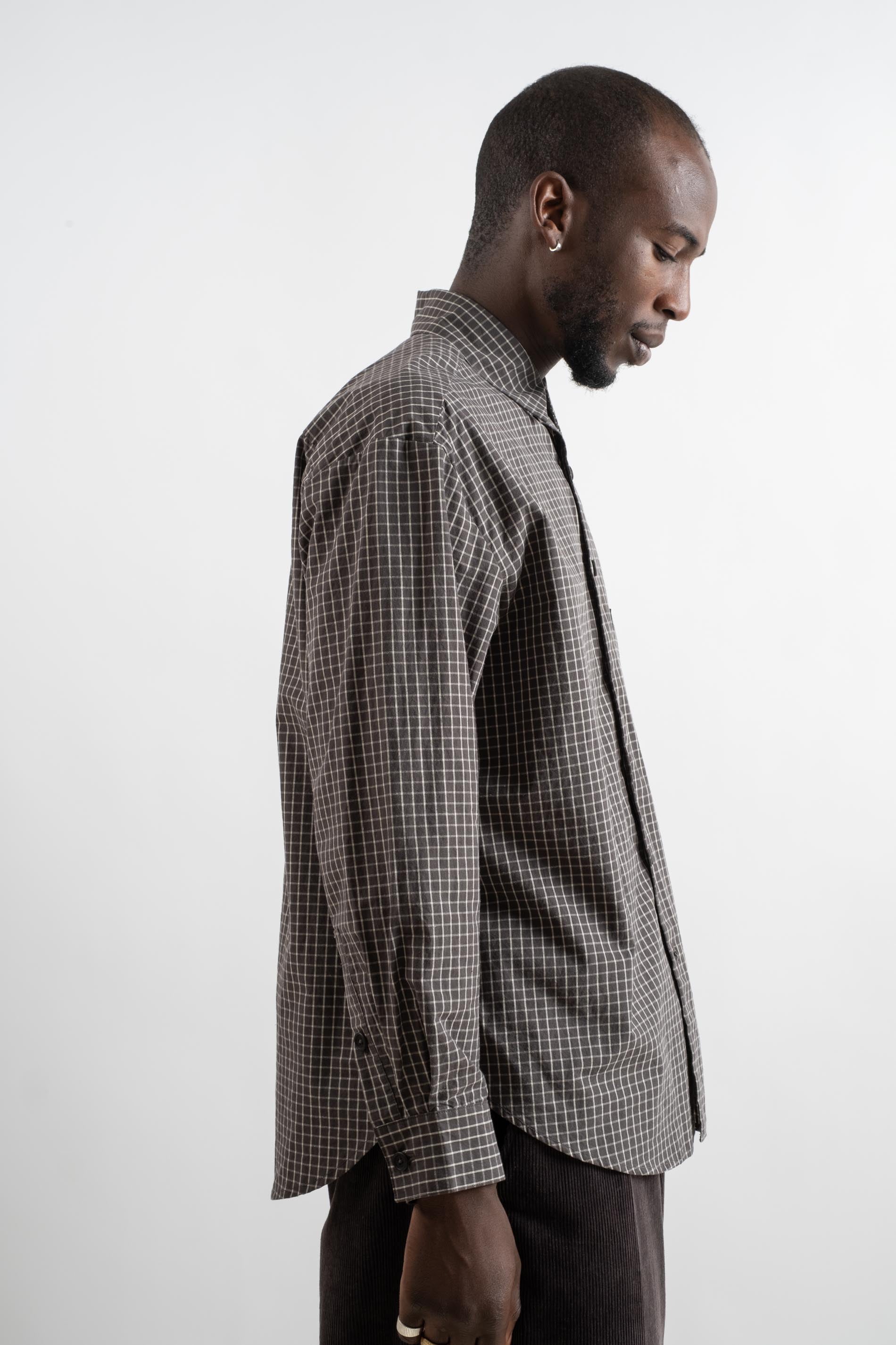 evan kinori | BIG SHIRT TWO IN CHARCOAL COTTON GRID CLOTH – RELIQUARY