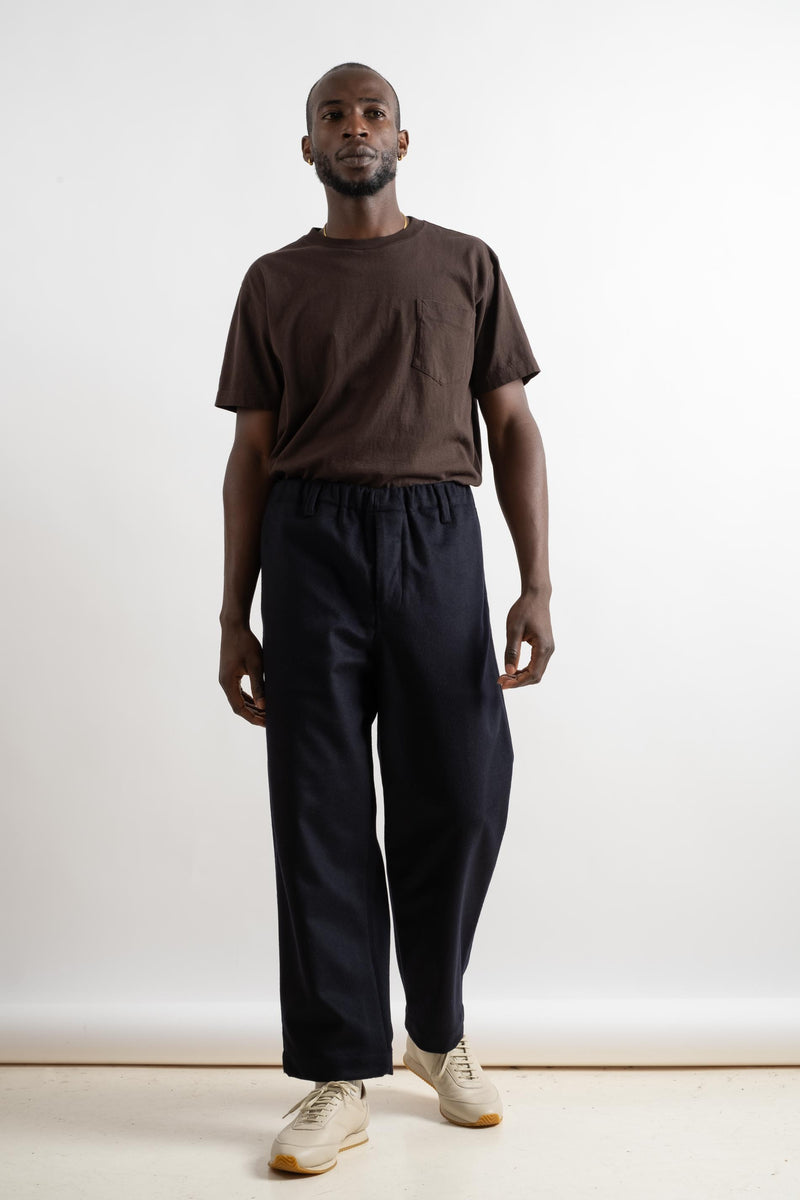 evan kinori | ELASTIC PANT IN NAVY WOOL/CASHMERE FLANNEL – RELIQUARY