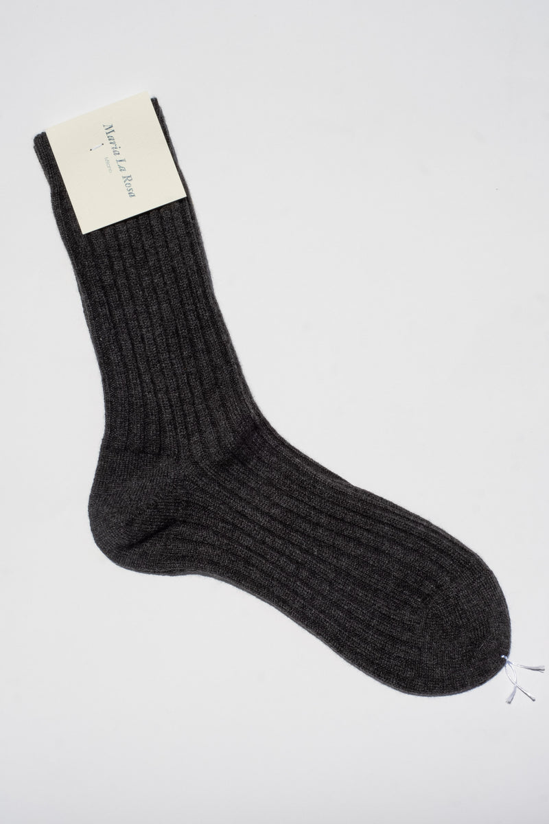 CASHMERE RIBBED SOCK IN ANTHRACITE