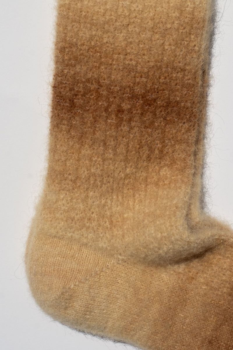 MOHAIR RIBBED SOCK IN HONEY