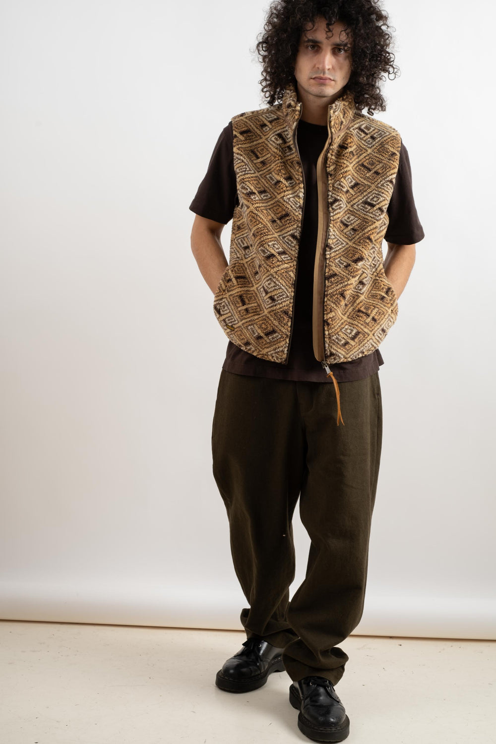 African Pattern Boa Fleece Vest