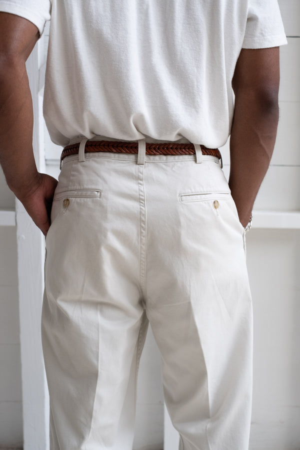 Two Tuck Wide Trouser In Ivory