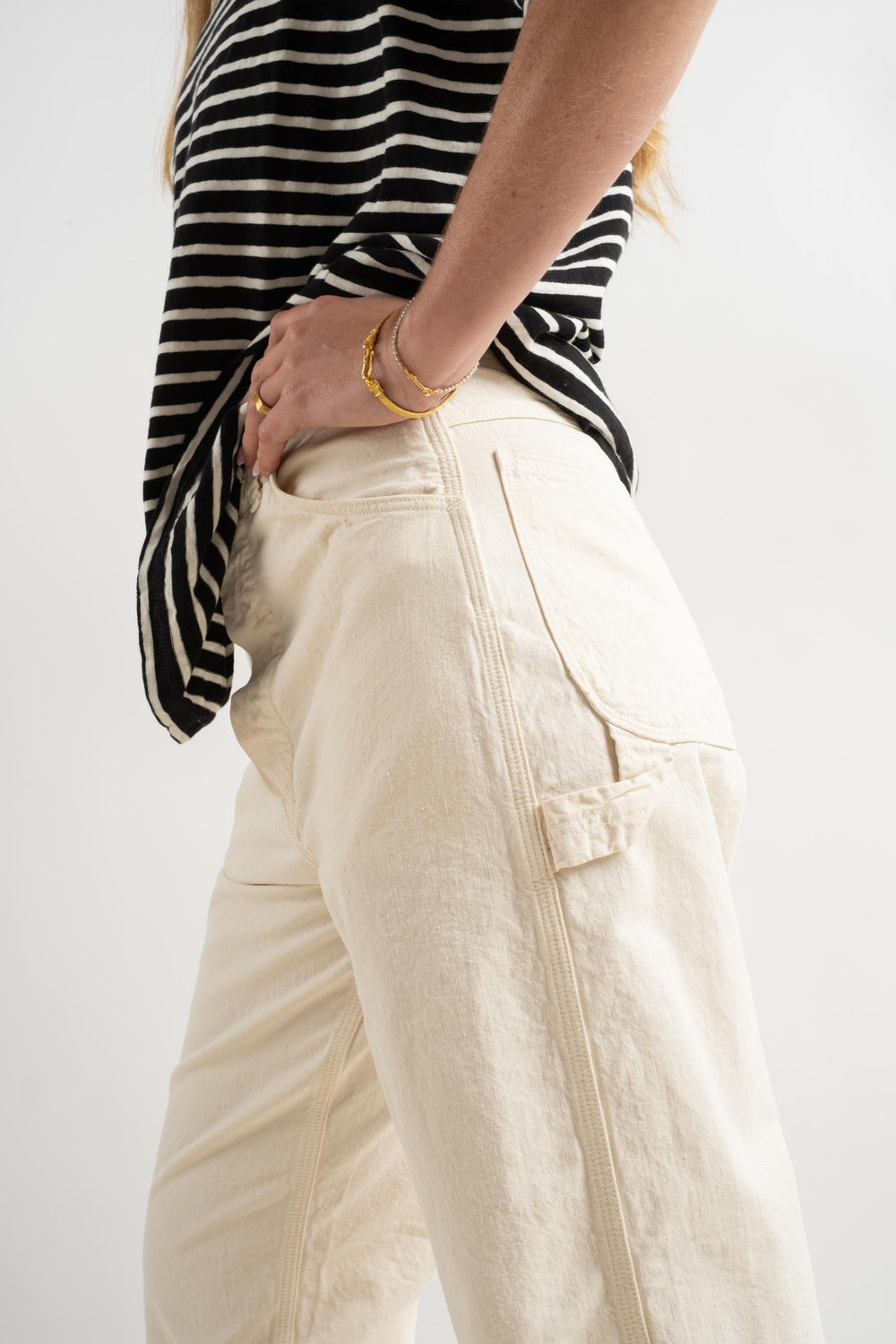 Napped Twill 60's Painter Pant in Ecru