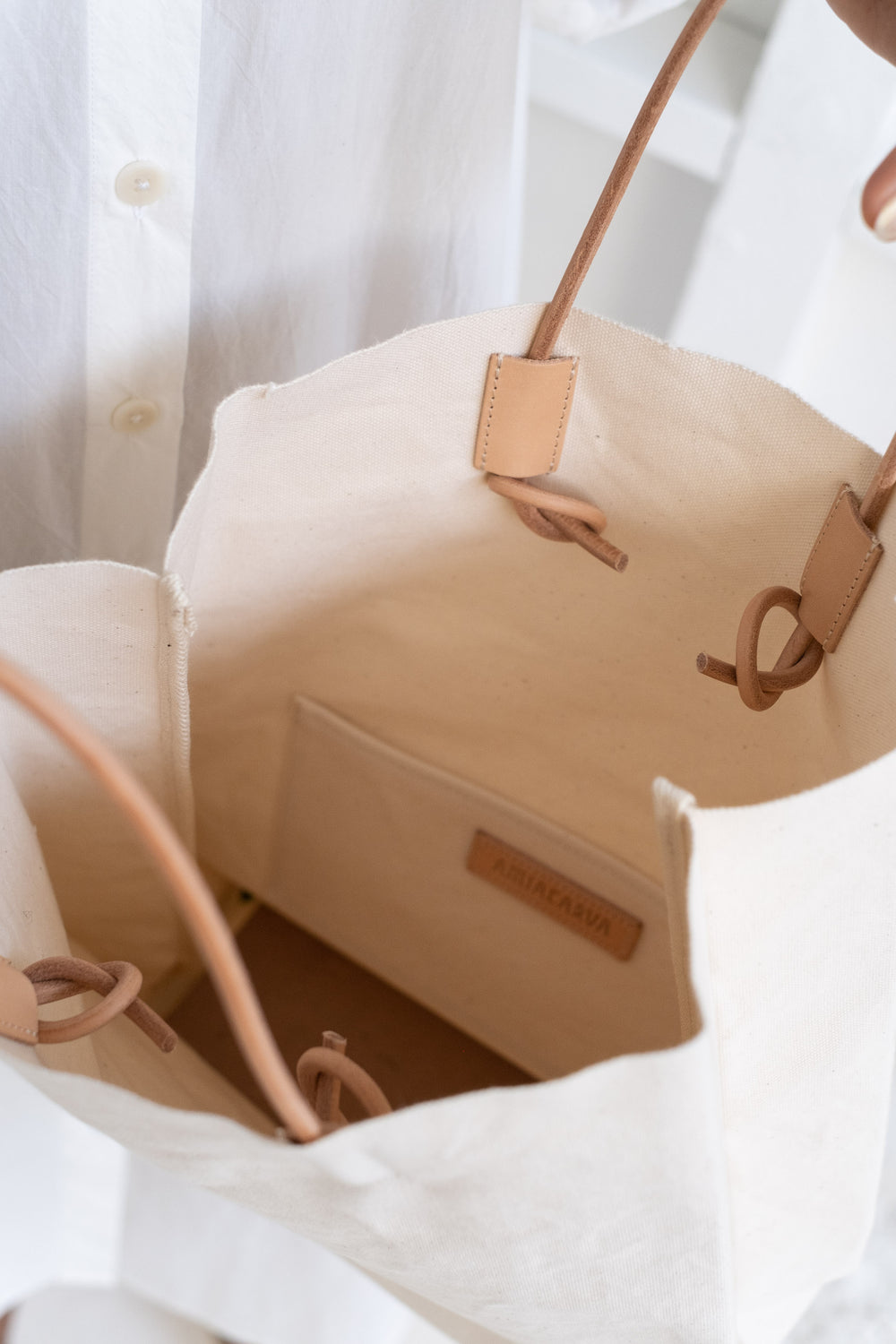 Tall Paper Bag Tote In White