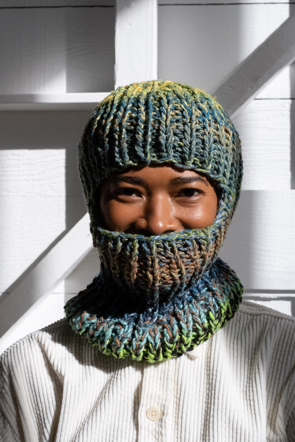 Balaclava In Blue Green Fog