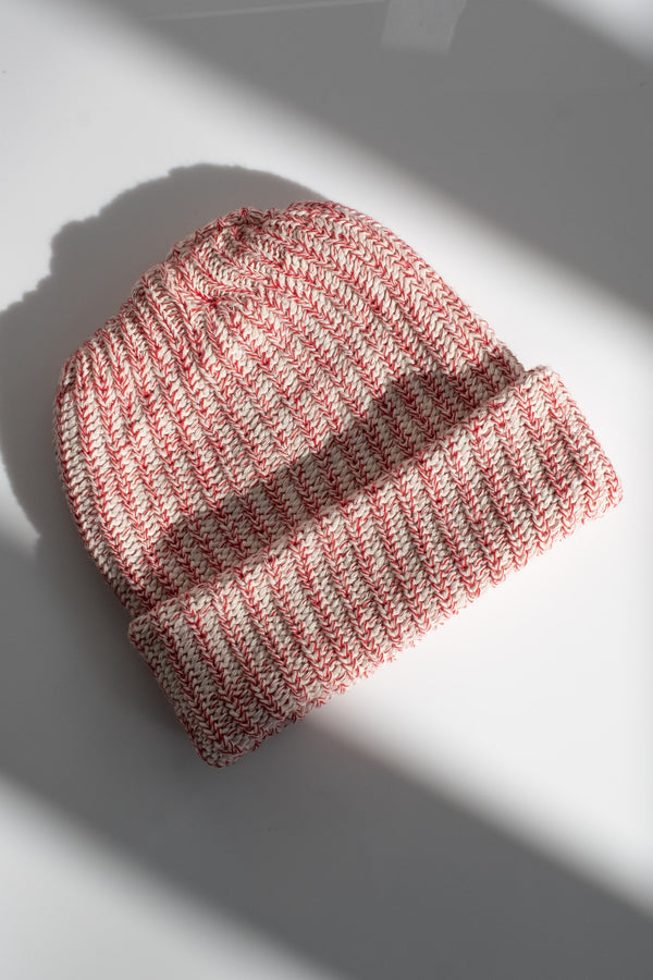 Knit Hat In Red Heather Marl