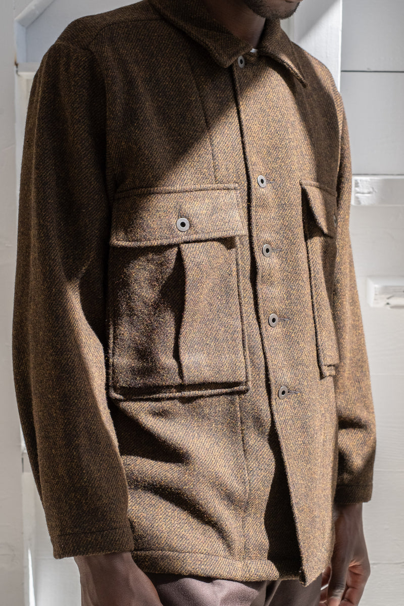 BELLOW POCKET JACKET IN BRUSHED WOOL TWILL