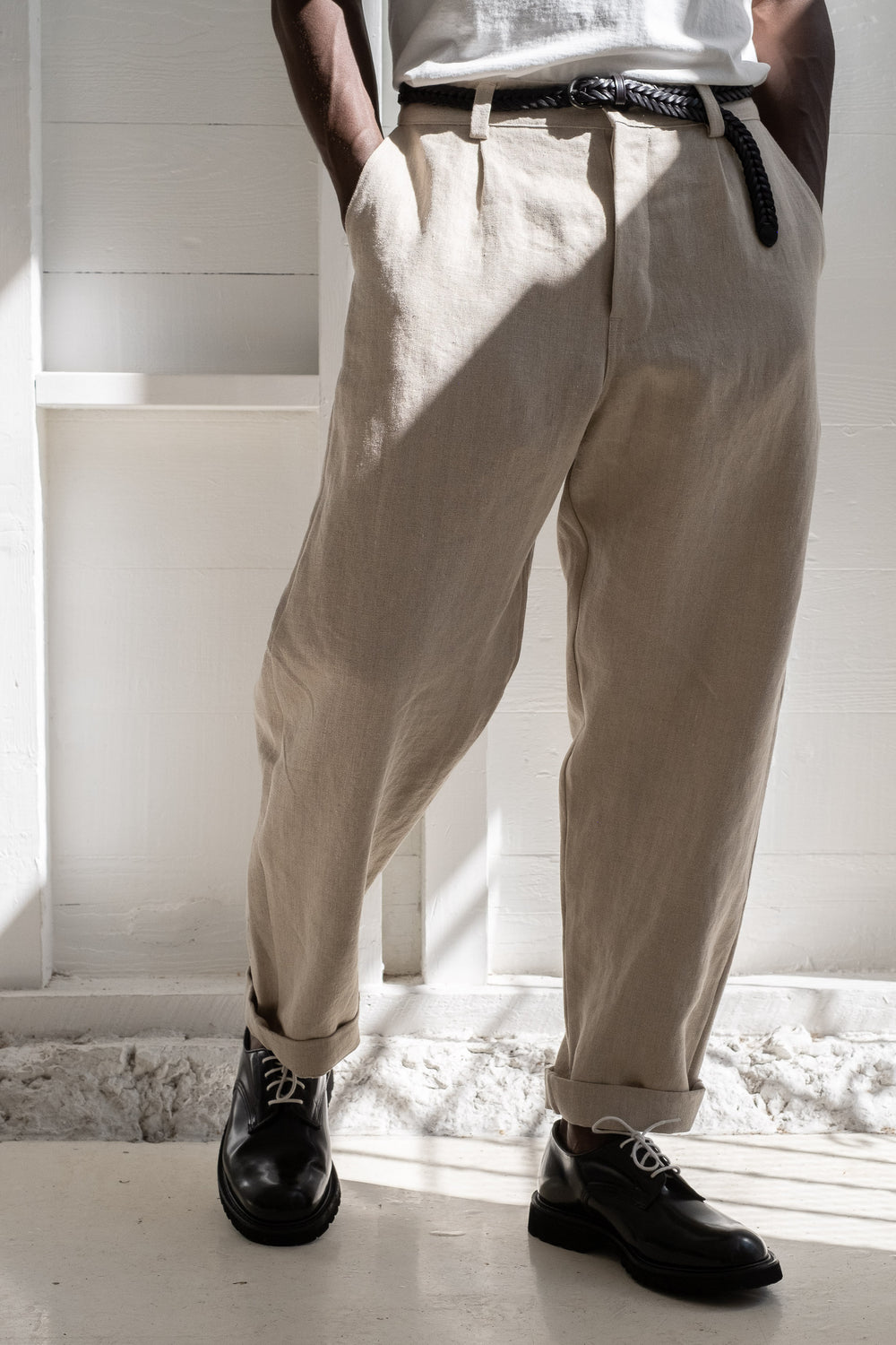 Single Pleat Pant In Tumbled Hemp Canvas