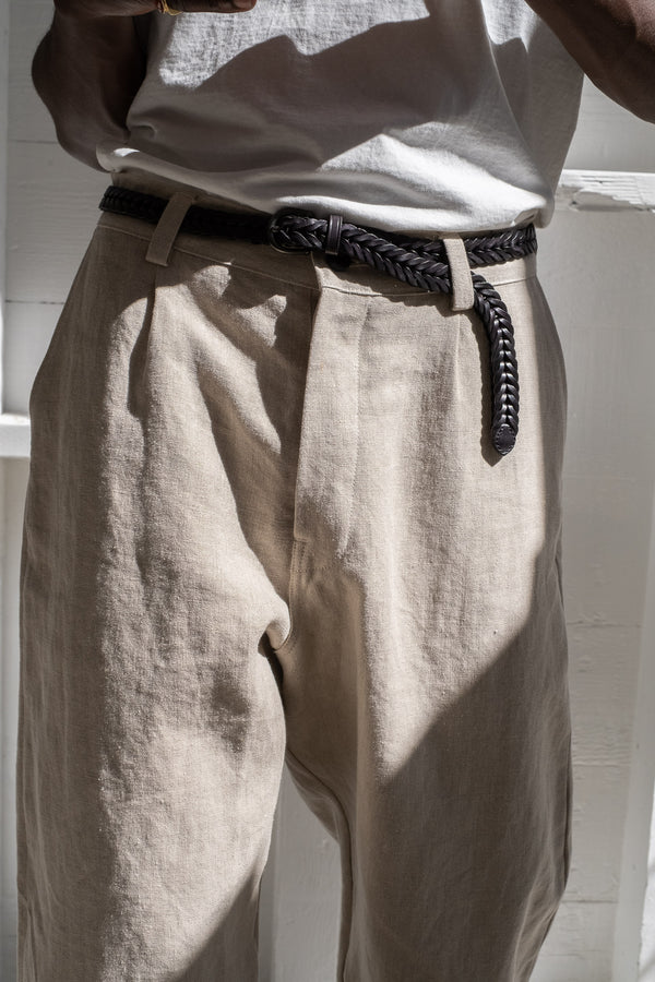 Single Pleat Pant In Tumbled Hemp Canvas