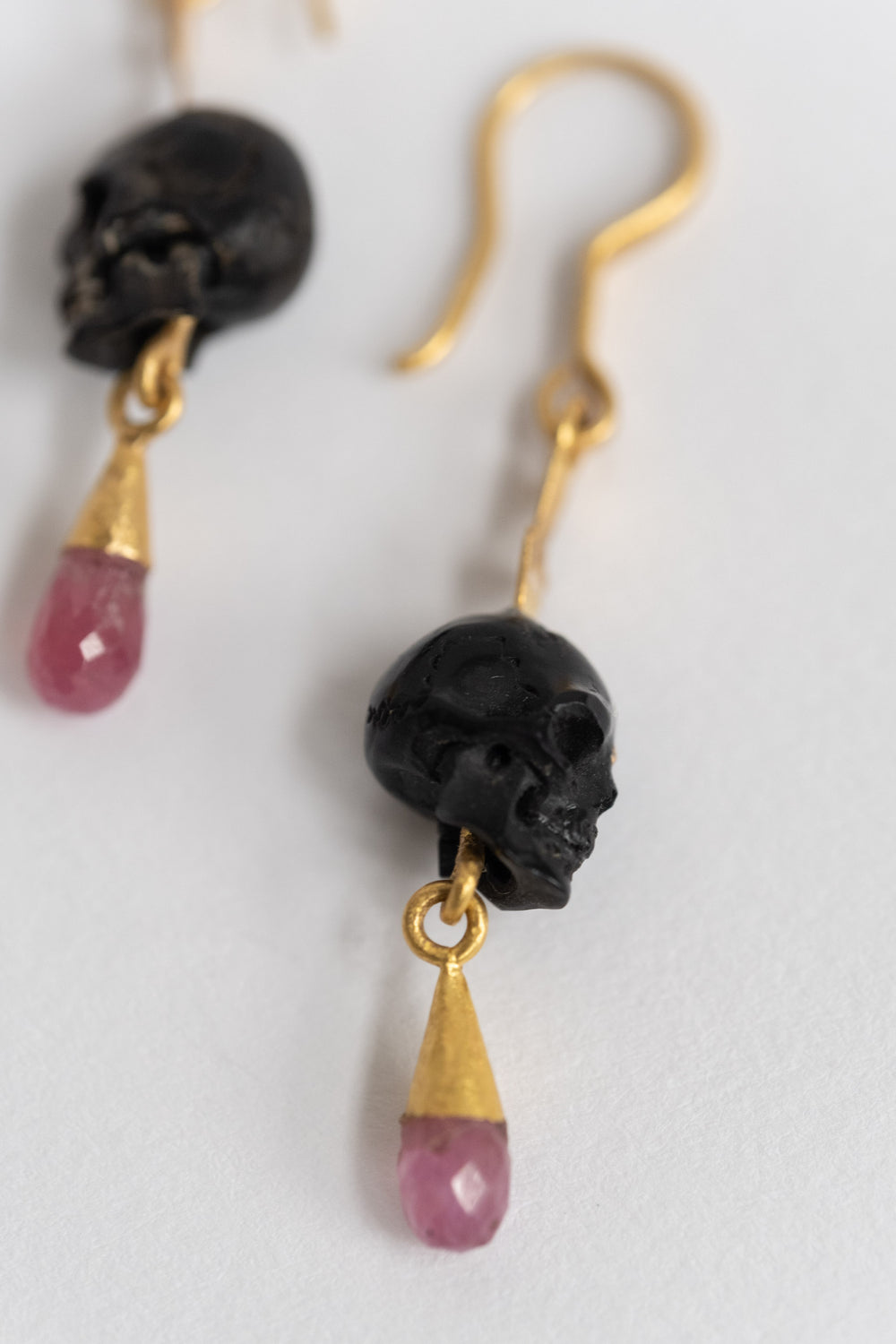 22k + Ruby Skull Earrings