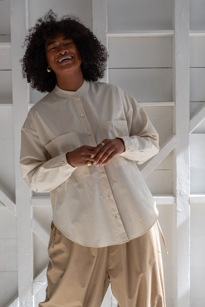 Oversize Button Down In Eggshell