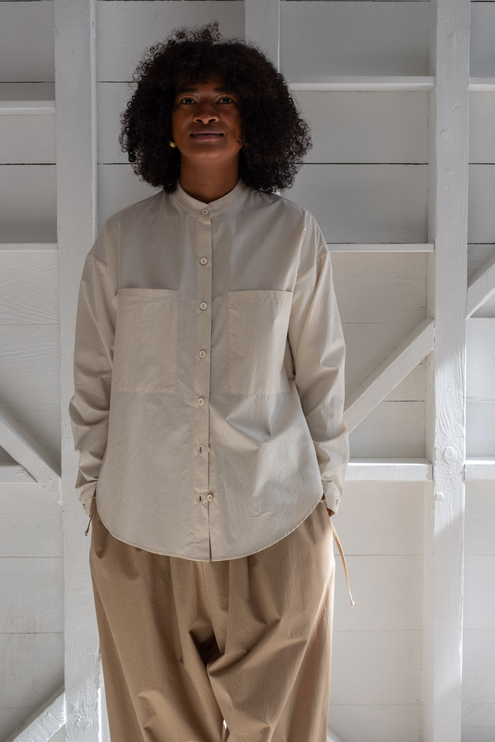 Oversize Button Down In Eggshell