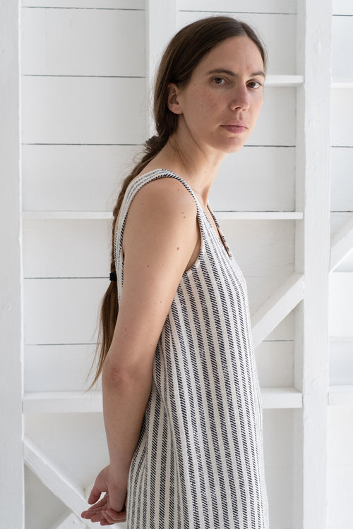 COLUMN DRESS IN CREAM + BLACK