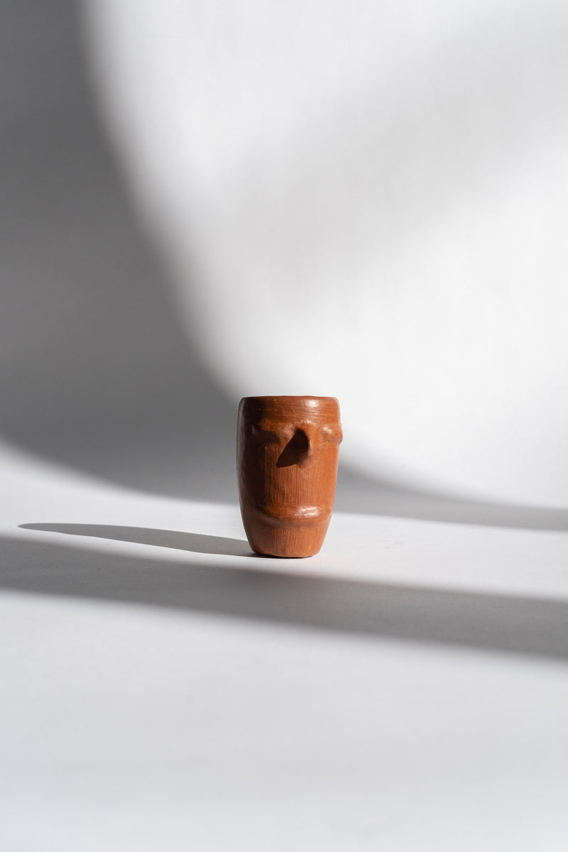 RED CLAY FACE MEZCAL SHOT GLASS
