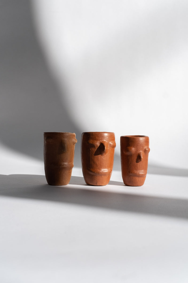 RED CLAY FACE MEZCAL SHOT GLASS