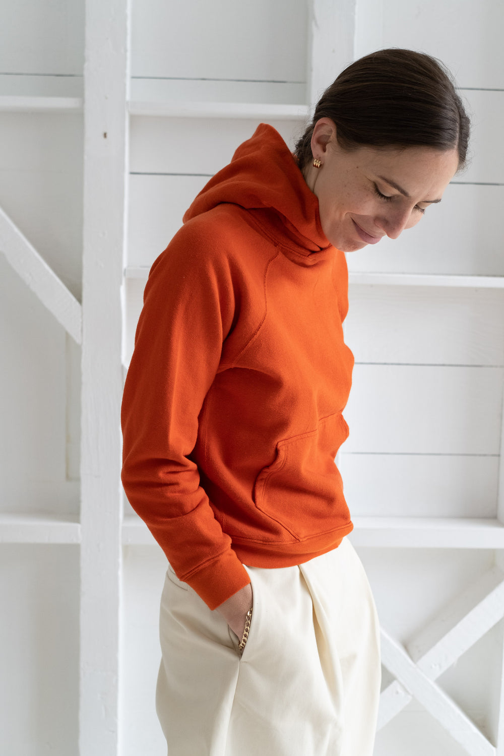 Women's Hooded Sweatshirt In Orange