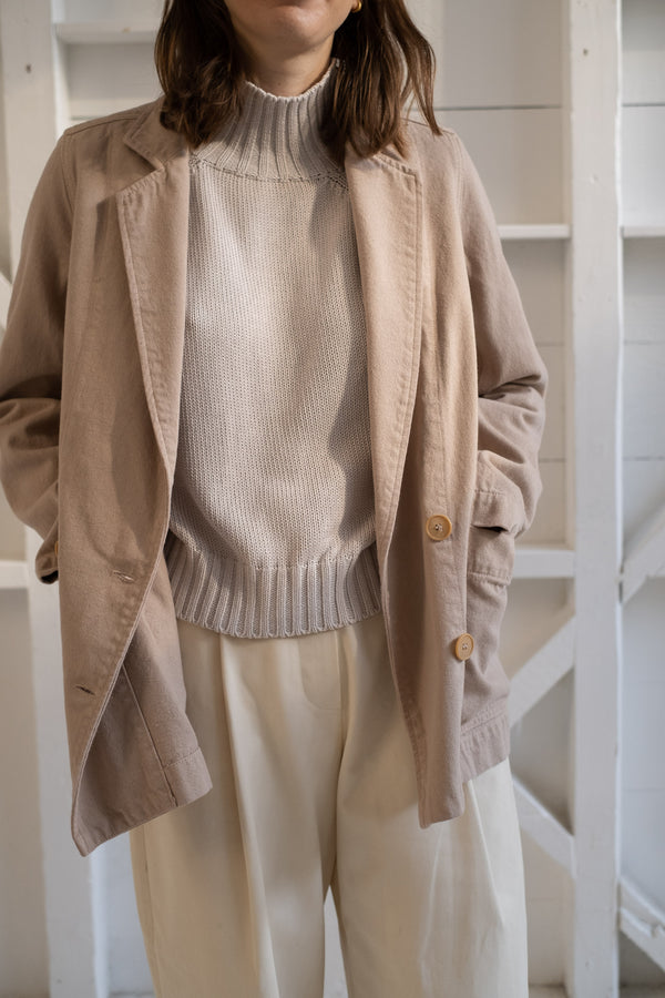 The Blazer In Off White Recycled Denim