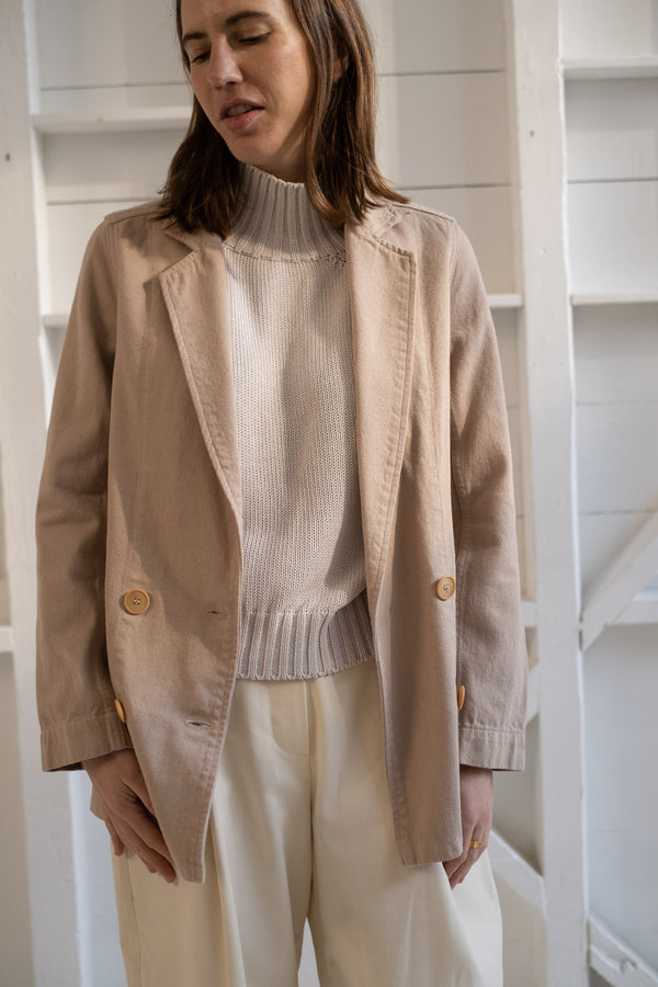 The Blazer In Off White Recycled Denim