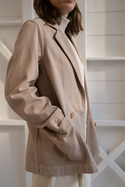 The Blazer In Off White Recycled Denim