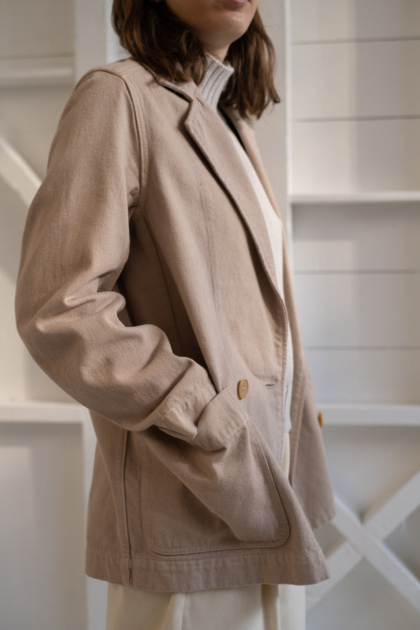 The Blazer In Off White Recycled Denim
