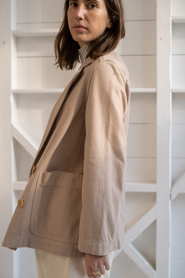 The Blazer In Off White Recycled Denim