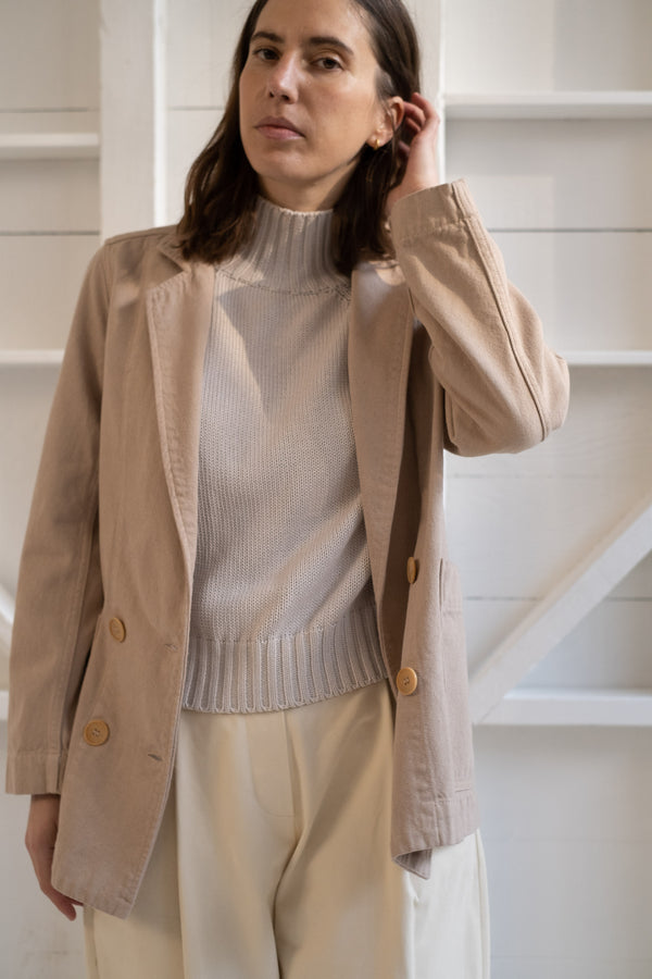 The Blazer In Off White Recycled Denim