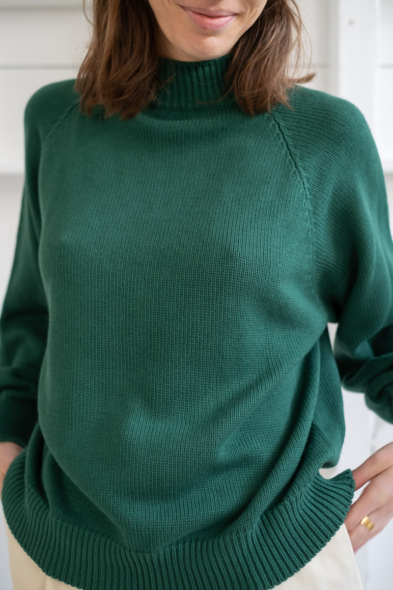 THE OVERSIZED MOCKNECK SWEATER IN GREEN